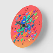 Coeurs colorés Horloge ronde (Angle)