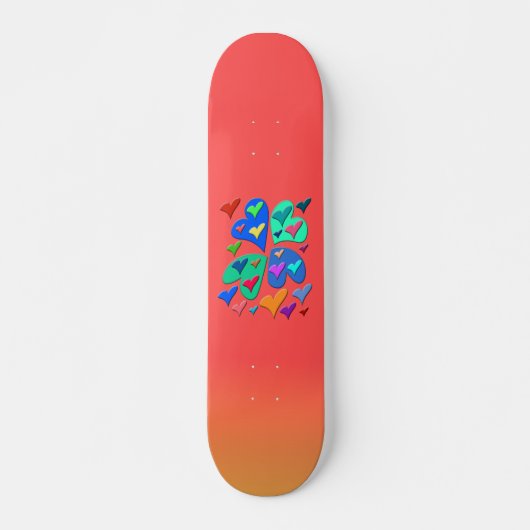 Coeurs colorés Planche de Skateboard (Devant)