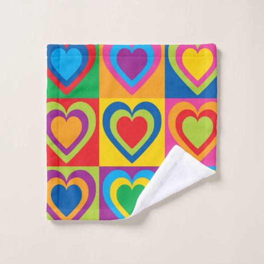 Coeurs colorés Plutôt (Gant de toilette)