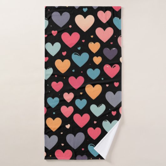 Cœurs colorés Saint-Valentin (Serviette de bain)