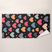 Cœurs colorés Saint-Valentin (Serviette de bain)