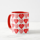 Coeurs d'amour blanc rouge Mug (Devant gauche)