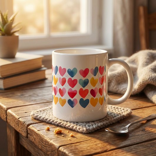 Coeurs d'amour colorés mug