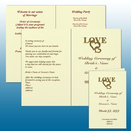 Cœurs d'amour et rose rouge Programme pliable de m