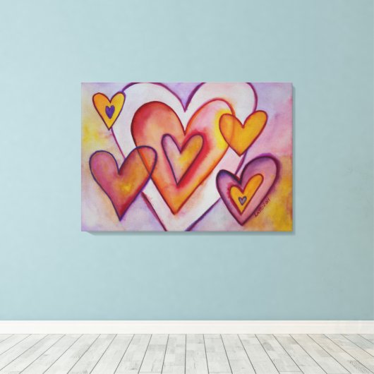 Coeurs d'amour interversible Peinture de toile Imp (Insitu (Plancher de Bois))