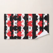 Coeurs d'Amour Noir Rouge Avec Blancs Noir (Serviette à main)