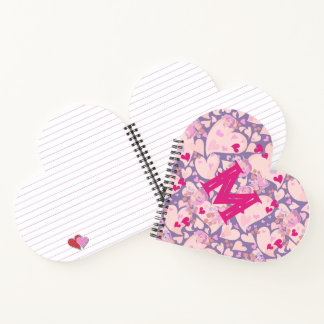 Coeurs d'amour personnalisés et Carnet Rose