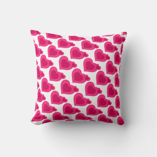 Coeurs d'amour rose Oreiller blanc (Recto)