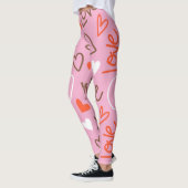 Coeurs d'amour scribblés Leggings (Gauche)