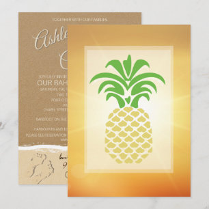 Coeurs d'ananas tropicaux Invitations de mariage