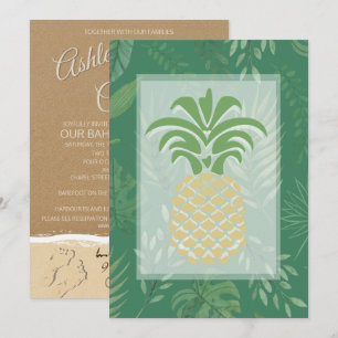 Coeurs d'ananas tropicaux Invitations de mariage