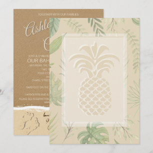 Coeurs d'ananas tropicaux Invitations de mariage