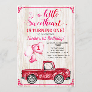 Coeurs d'anniversaire Invitation de Camion de ball