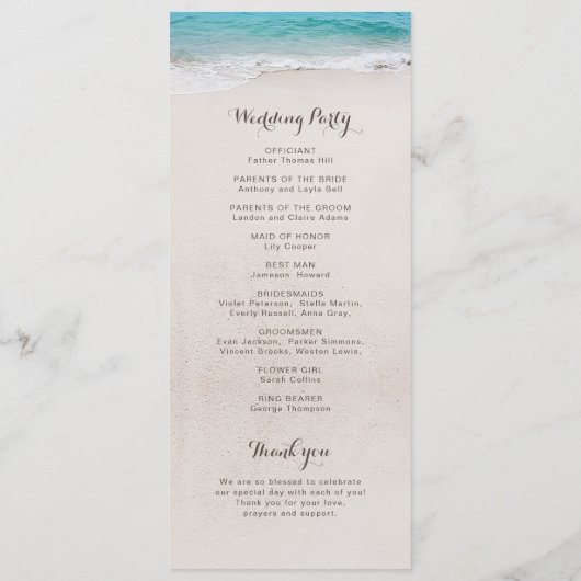 Coeurs dans le programme de mariage plage de sable (Dos)