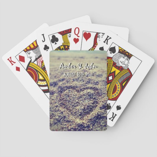 Cœurs dans le sable de la plage jeu de cartes de m (dos)