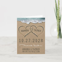Coeurs dans les cartes de Merci de mariage de