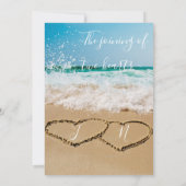 Coeurs Dans Sand Beach Mariage Invitation (Dos)