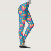 Coeurs d'aquarelle multicolores Leggings (Droite)