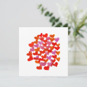 Coeurs d'aquarelle - orange Carte Saint Valentin (Debout devant)