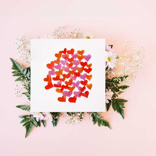 Coeurs d'aquarelle - orange Carte Saint Valentin