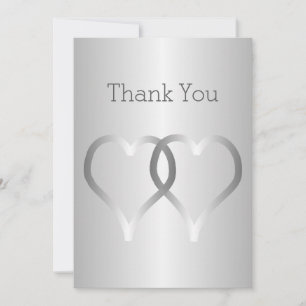 Coeurs d'argent Carte de remerciements mariage