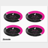 Coeurs d'argent chaud rose noir Wavy Étiquettes de (Feuille)