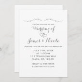 Coeurs d'argent et étincelle Invitations de mariag (Devant / Derrière)