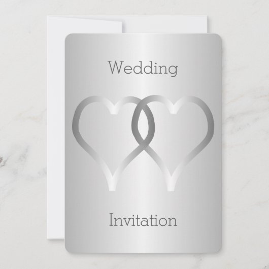 Coeurs d'argent faire-part de mariage (Devant)