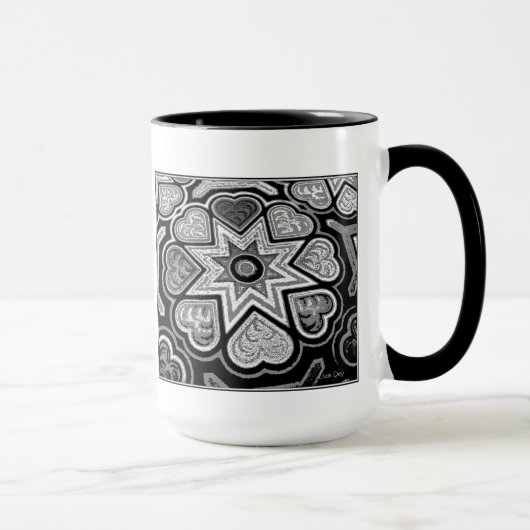 Coeurs d'art populaire noir et blanc Mug (Droite)
