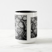 Coeurs d'art populaire noir et blanc Mug (Centre)