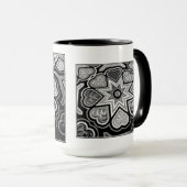 Coeurs d'art populaire noir et blanc Mug (Devant droit)