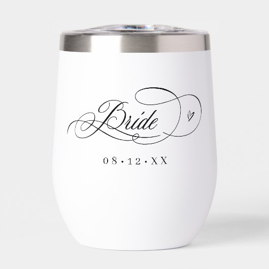 Coeurs de calligraphie ornée Mariée Noir ID1025 (Avant)