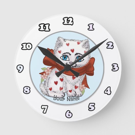 Cœurs de chaton blanc horloges (Recto)
