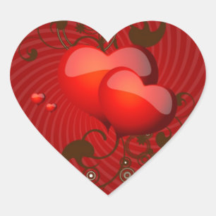 Coeurs de chocolat sur les autocollants rouges