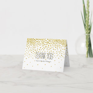 Cœurs de confettis dorés Merci