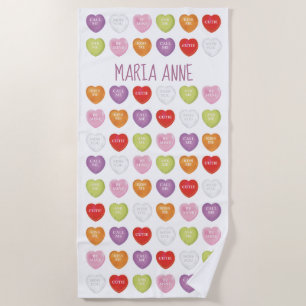 Coeurs de conversation Serviette de plage personna