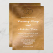Coeurs de cuivre épousant des invitations (Devant / Derrière)