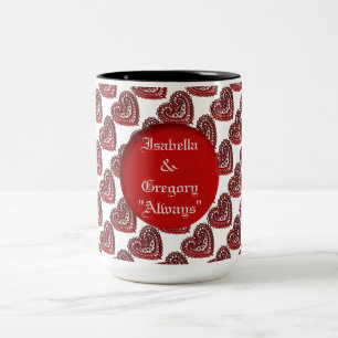 Coeurs de dentelle rouge personnalisées Mug Motif