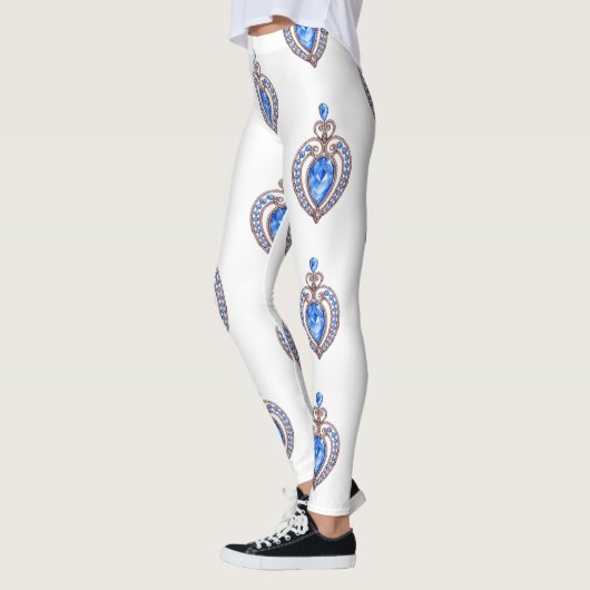 Coeurs de diamant bleu Leggings (Gauche)