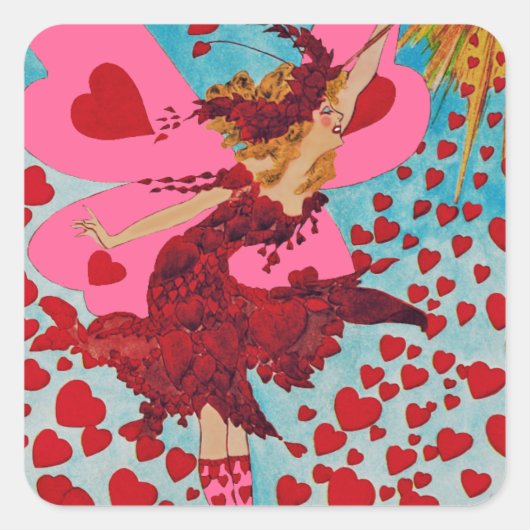 Coeurs de fée CHANGER DE COULEUR ~ Stickers Carrés (Devant)