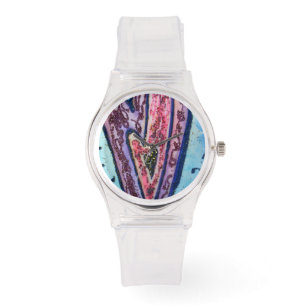 Coeurs de foi rose et bleu montres de conception p