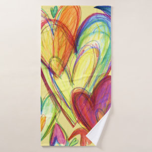 Coeurs de guérison Jaune Serviette d'art