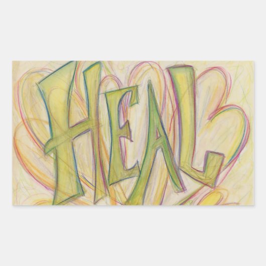 Coeurs de guérison Mot Art Inspirationnel Stickers (Devant)