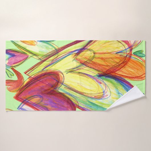 Coeurs de guérison vertes Serviette d'art (Serviette de bain)