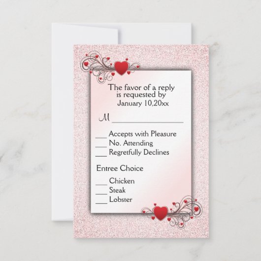 Cœurs de la Saint-Valentin RSVP avec choix de menu (Dos)