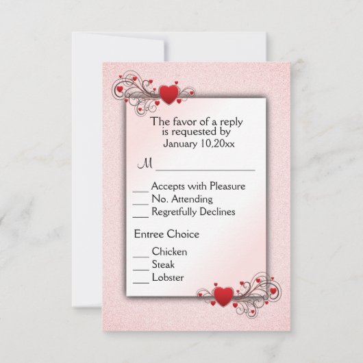 Cœurs de la Saint-Valentin RSVP avec choix de menu (Dos)