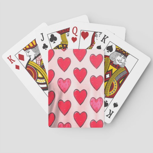 Cœurs de la Saint-Valentin sur un jeu de cartes à (dos)