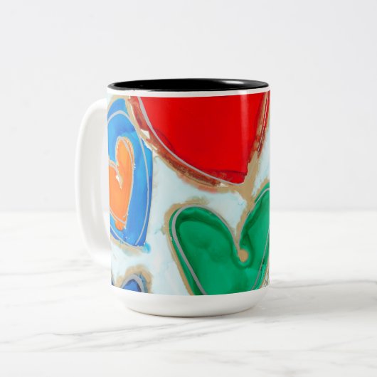 Coeurs de Lovitude dans Mug Café Bleu (Devant gauche)