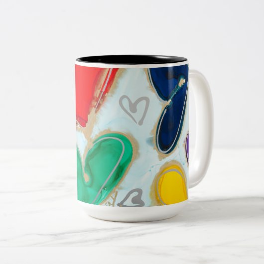 Coeurs de Lovitude dans Mug Café Bleu (Devant droit)