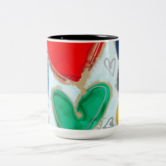 Coeurs de Lovitude dans Mug Café Bleu (Centre)